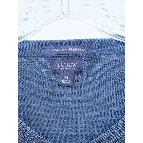 J.Crew Teal Sweater Men’s Medium 100% Italian Merino Wool V Neck Long Sleeve - Picture 2 of 4